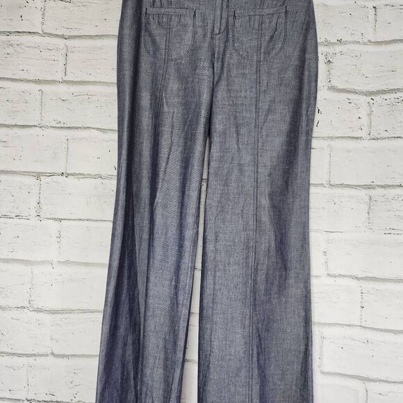 Elevenses Womens Gray Cotton Textured Wide Leg Pants Size 6 - Picture 3 of 12